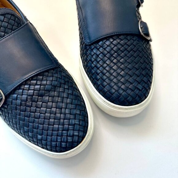 Massimo Dutti Men’s Double Monk Strap Woven Leather Loafers – Blue – Size EU 42 - Picture 2 of 8